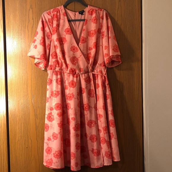 Torrid orange floral illusion wrap dress - Picture 1 of 1